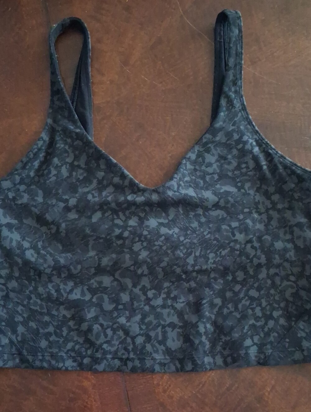 lululemon athletica Black/Dark Gray Patterned Cropped Sports Tank